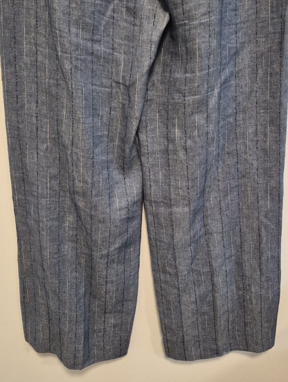 L' Agence Livvy Pinstripe Straight Wide Leg Trousers Blue Pants Womens Sz 8 $450 - Picture 11 of 15